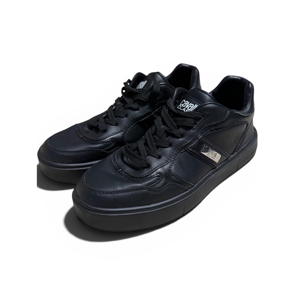 Roberto Cavalli Mens Gab Sneaker Black Leather‎ Low Top Size 43